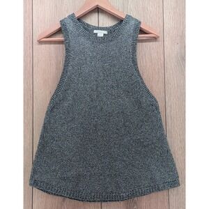 H&M Metallic Knit Sleeveless Sweater Top Silver Gray Women's Small